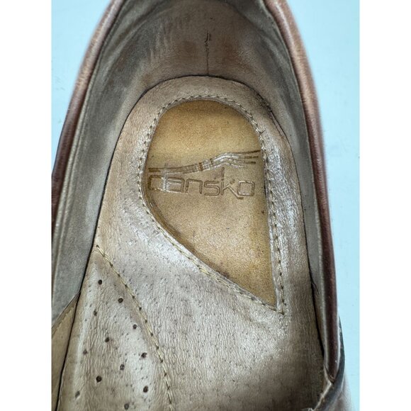 Dansko Womens Heels Leather Clogs Shoes Size 39 Brown Slip On Casual Round Toe - Picture 2 of 13